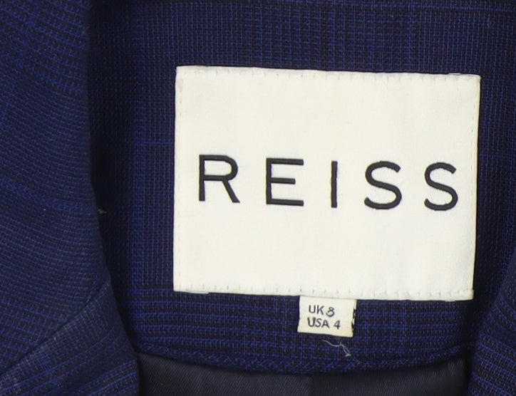 Reiss Women's Blue Check Suit Jacket, Size 8
