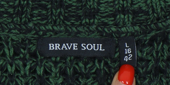 Womens UK Size L Brave Soul Green Cardigan Jumper