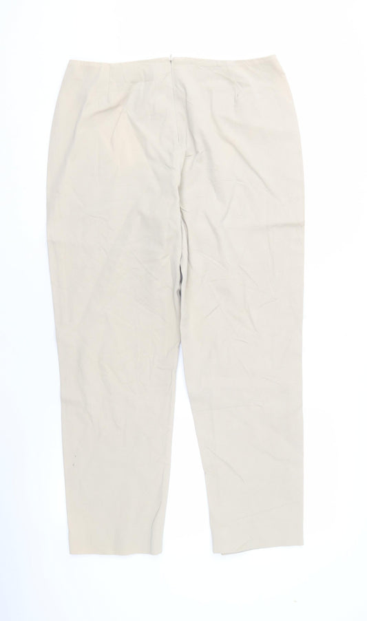 DKNY Beige Women's Trousers, Size 14, Cotton Blend