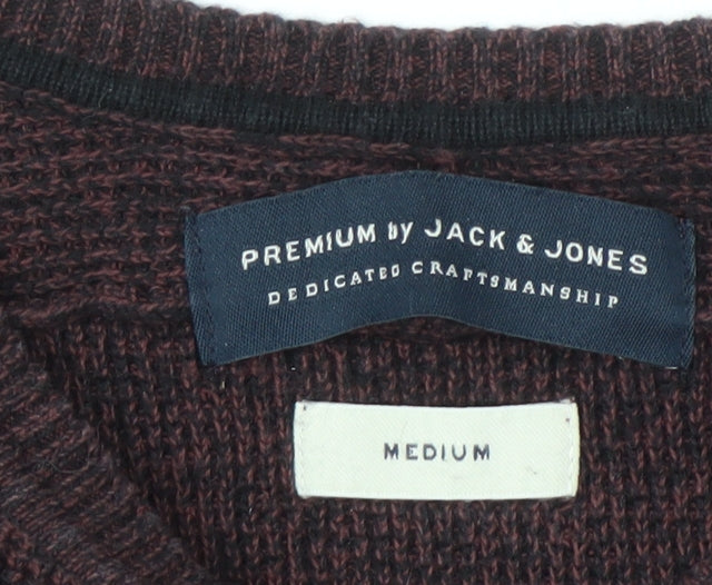 Jack & Jones Men's Brown Pullover Jumper M Wool Crew Neck