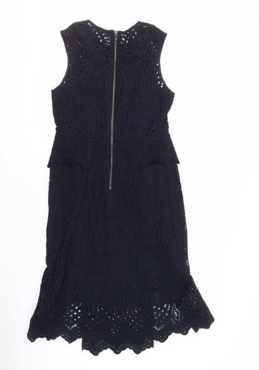 Whistles Women's Black A-Line Lace Dress Size 10