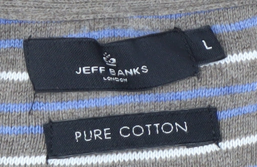 Jeff Banks Men's Brown V-Neck Cotton Pullover L