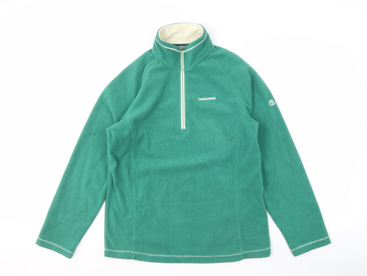 Additional front view of Craghoppers unisex green sweatshirt m, logo, high neck, lightweight