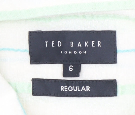 Ted Baker Men Ivory Striped Regular Fit Shirt