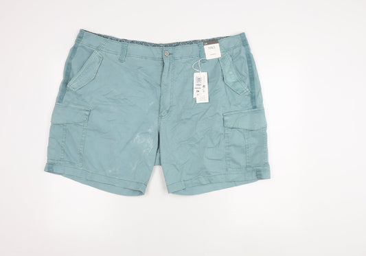 Additional front view of Marks & Spencer Men's Blue Cargo Shorts, size 24