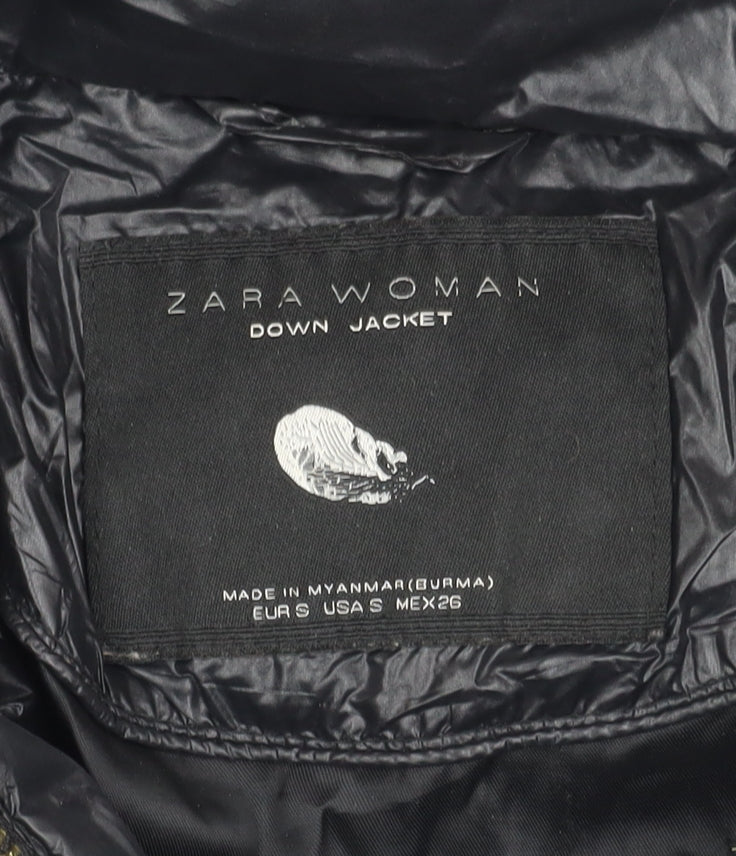 Womens UK Size S Zara Black Puffer Jacket