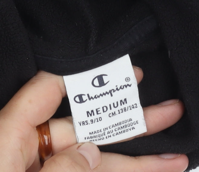 Champion Boys Black Hoodie, Size 9-10, Casual Fleece