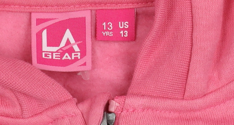 LA Gear Girls Pink Hooded Basic Jacket 13 Years
