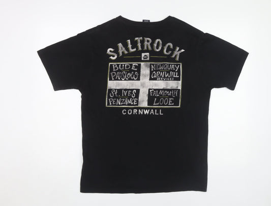 Saltrock Men's Black Graphic Print T-Shirt M