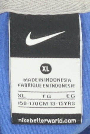 Nike Boys Blue XL Graphic Logo T-Shirt, Casual Short Sleeve