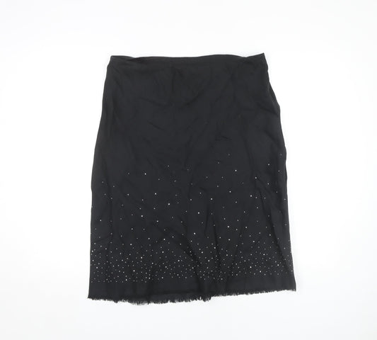 Marks and Spencer Women's Black Linen Pencil Skirt Size 14