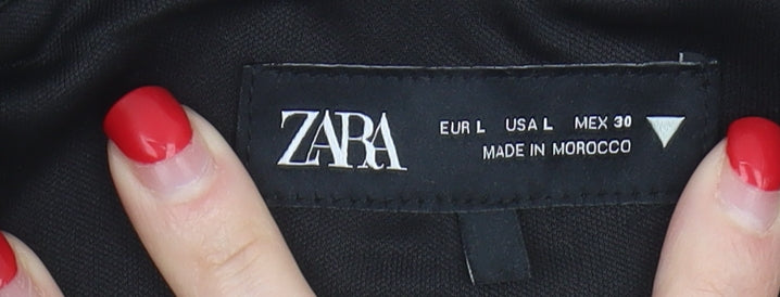 Womens UK Size L Zara Black Basic Blouse
