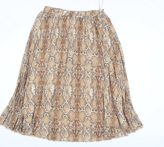 Marks and Spencer Women's Beige Pleated Skirt Size 12