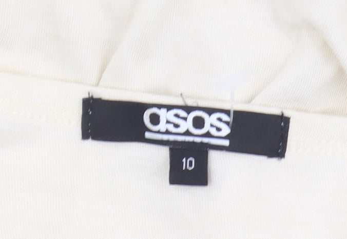 Womens UK Size 10 ASOS Ivory Basic T-Shirt
