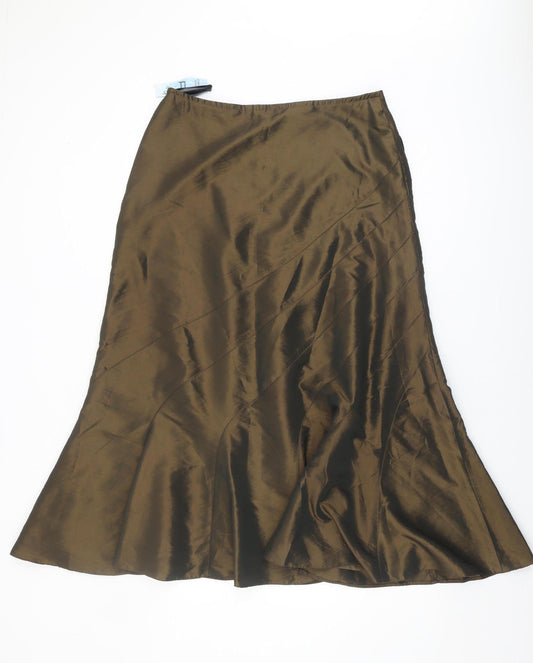 Klass Collection Women's Brown Long Skirt, Size 14, Embroidered