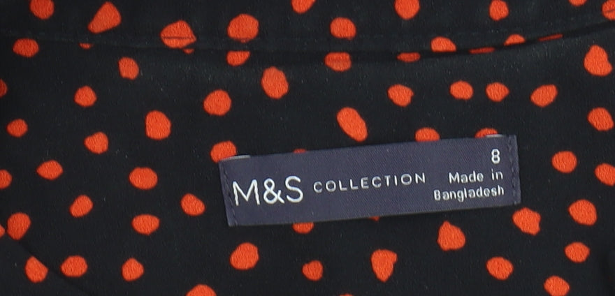 Marks and Spencer Women's Black Red Polka Dot Dress, Size 8