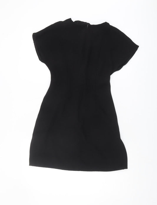 Additional front view of ASOS DESIGN Women's Black Short Sheath Dress, size 6