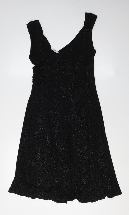 Wallis Black Sleeveless V-Neck Party Dress Size 12