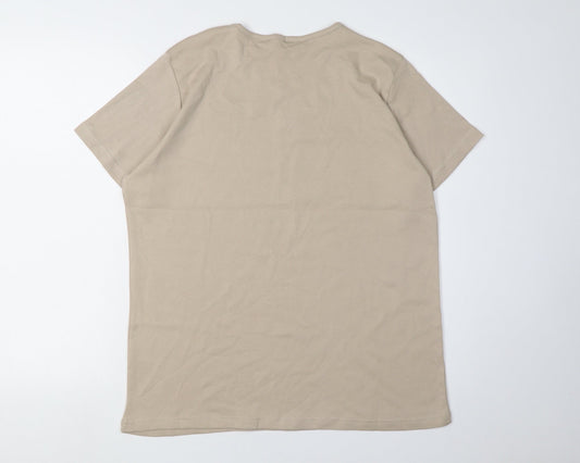 ISLE Women's Beige T-Shirt L Round Neck Casual