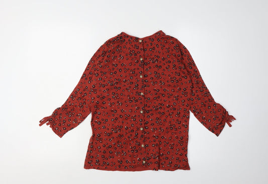 Fat Face Red Animal Print Women's Cardigan, Size 6