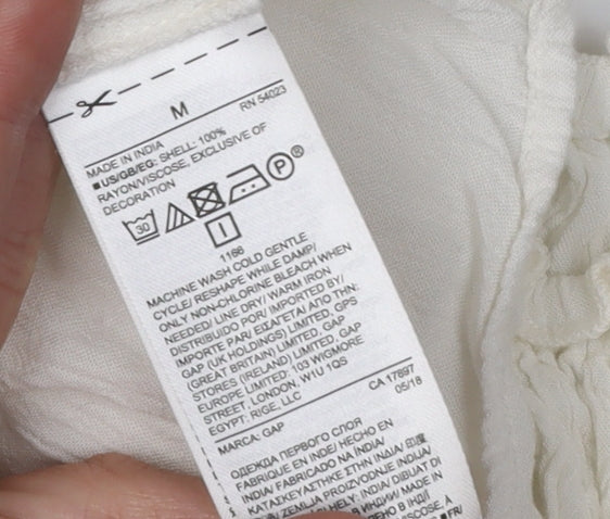 GAP Women's Ivory Blouse M Short Sleeve Rayon