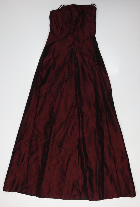 BHS Women's Long Red A-Line Strapless Dress Size 8