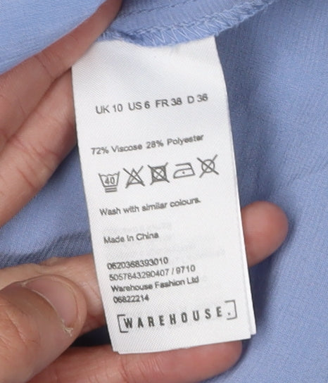Womens UK Size 10 Warehouse Blue Basic Blouse