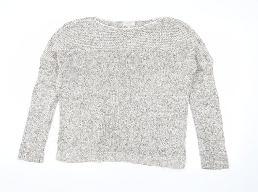 Additional front view of Hobbs unisex grey chunky-knit pullover m