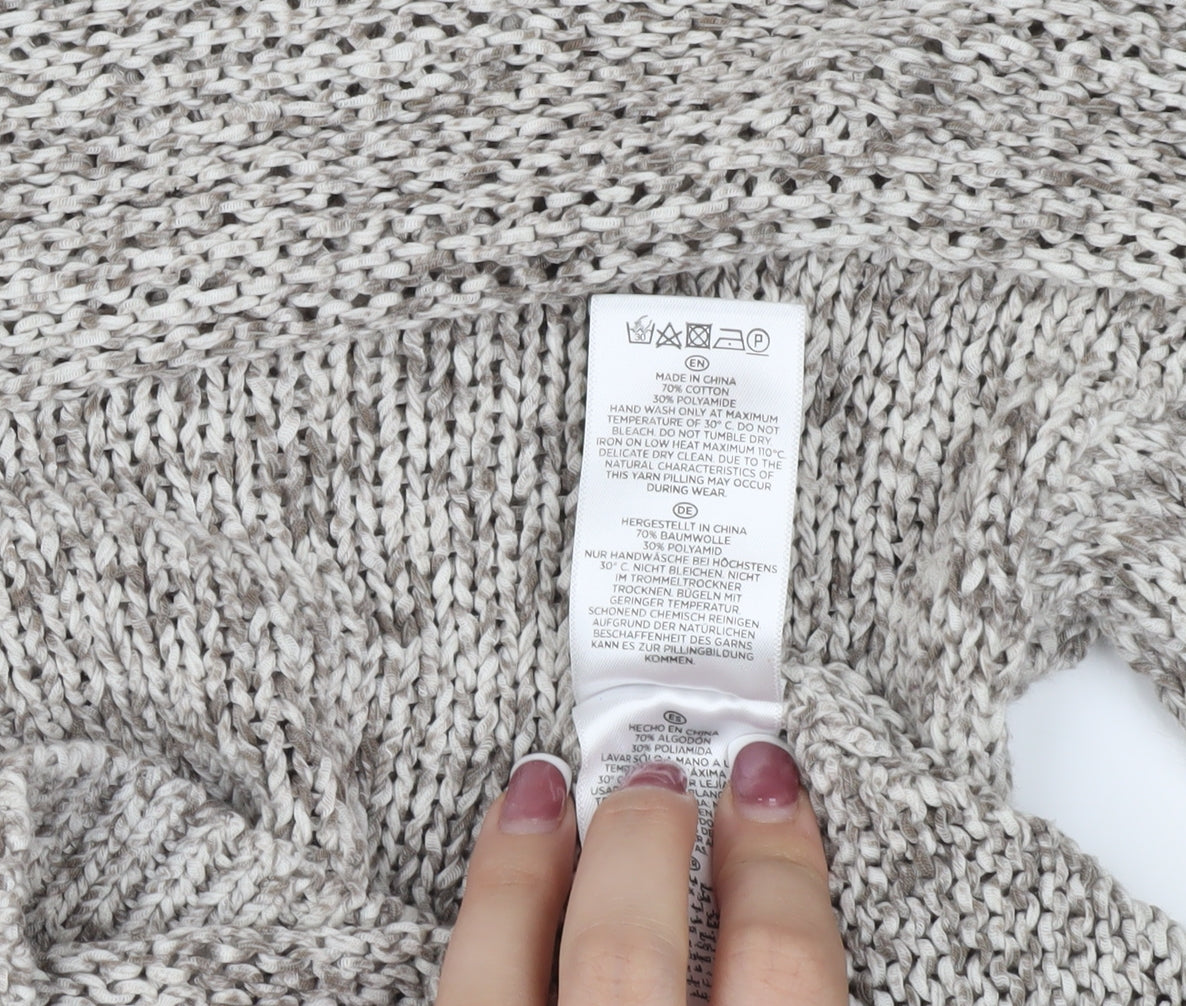 Brand and care label for Hobbs unisex grey chunky-knit pullover m