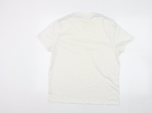 Men's White Crew Neck T-Shirt, Size M