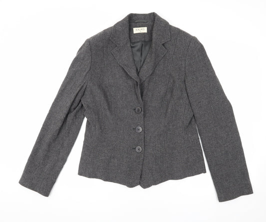 Additional front view of Kaliko Women's Grey Blazer, size 14, Regular Notch Lapel