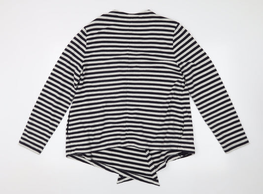 Lands' End Women's Black & White Striped Open Front Cardigan XL