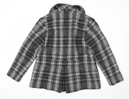 John Lewis Women's Grey Check Coat, Size 16, Classic Style