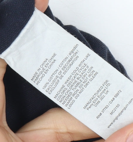 Penguin Men's Blue Check Polo Shirt Small