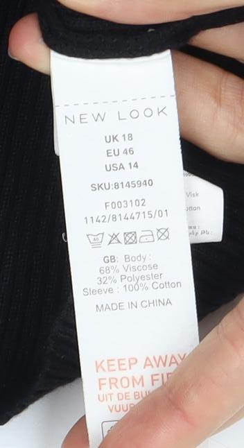 New Look Women's Black Cropped Blouse - Size 18