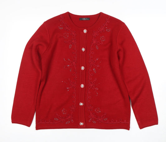 Bonmarché Red Women's Small Cardigan with Embroidery