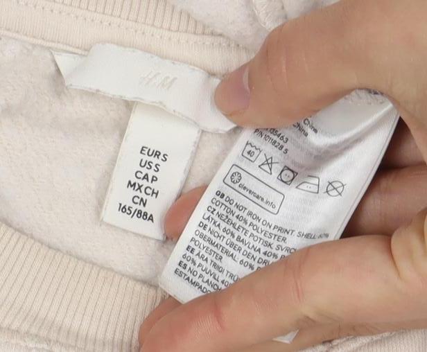 H&M Beige Unisex 'Tennis Club' Pullover Sweatshirt M