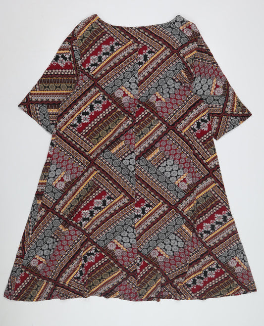 Bonmarché Women's Multicoloured Dress, 3/4 Sleeve, Size 20