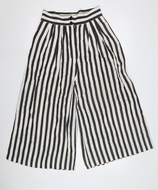 Womens UK Size 8 H&M Relaxed Fit Wide-Leg Multicoloured Trousers