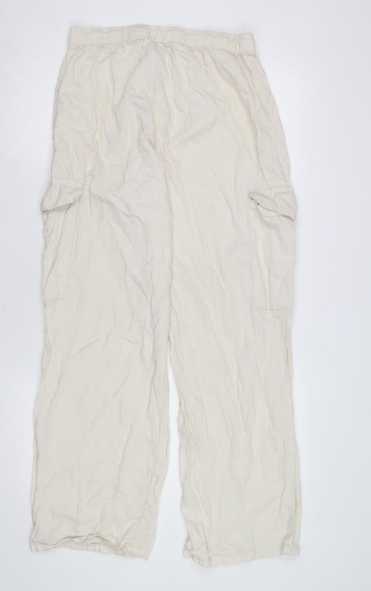 Bershka Women's Beige Cargo Trousers Size S