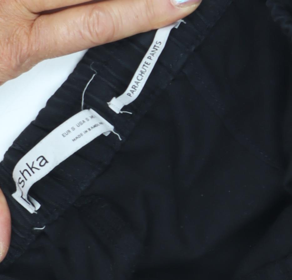 Bershka Women's Black Relaxed Trousers, Size S