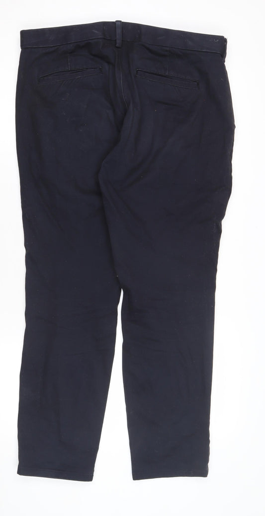 Next Men's Black Chino Trousers, 34, Straight Fit