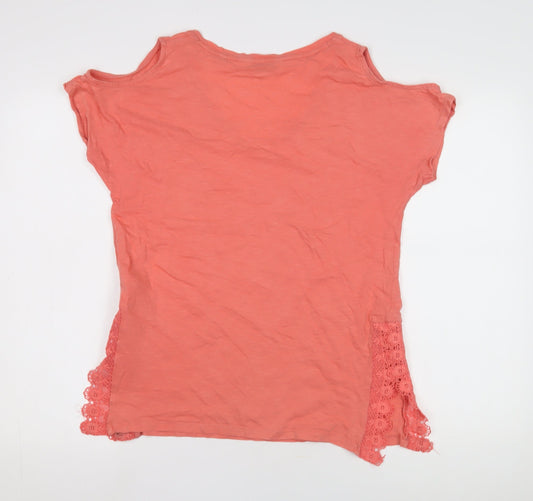 Next Women's Pink V-Neck Lace Accent Top Size 12