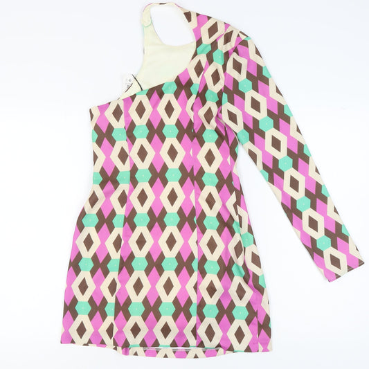 Zara Women's Multicoloured Geometric Mini Shift Dress
