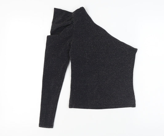 Womens UK Size M Pull & Bear Black Basic Blouse