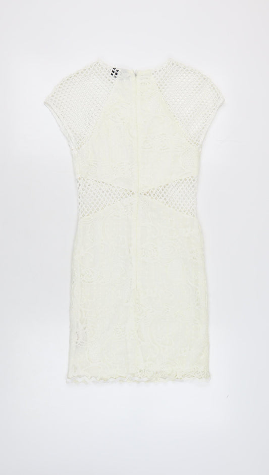 Topshop Women's Ivory Lace Sheath Dress UK 8