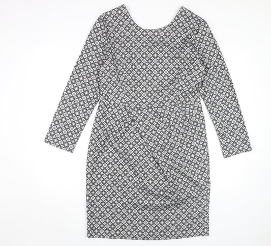 Additional front view of Collection London Women’s Grey Sheath Dress, size UK 14