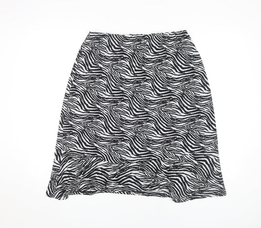Additional front view of Kaleidoscope Women’s Black Animal Print Skirt, size UK 18