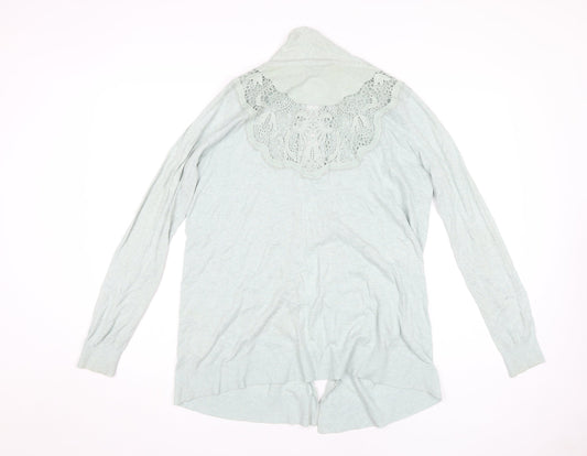 Topshop Women's Blue Open Front Cardigan Size 12 Cotton Crochet