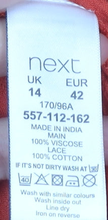 Next Women's Orange Floral Fit & Flare Dress Size 14